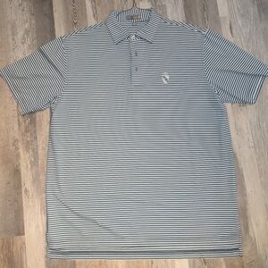 Peter Millar Mens Golf Polo, Large, Grey and White Striped